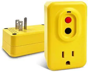 EP GFCI Adapter, 15 AMP Grounded 3-Prong Single Outlet for Indoor Use with Manual Reset, UL Listed, Yellow, 1 Pack