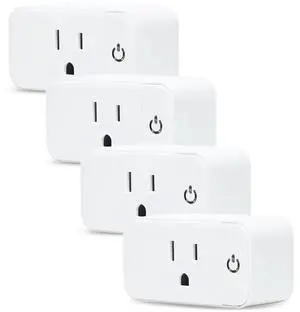 4 Pack Smart Home Wi-Fi Plugs - Alexa & Google Home Compatible, White, Toggle Switch, Automatic Operation