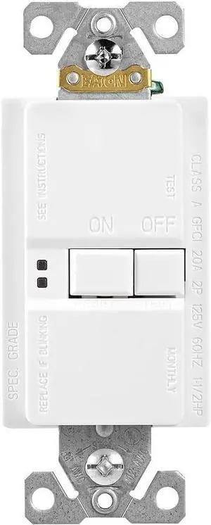 EATON Wiring GFCI Self-Test 20A -125V Blank Face Receptacle with Standard Size Wallplate, White
