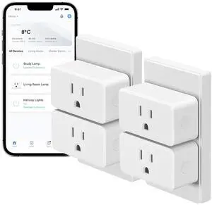 Nivon Smart Plugs 4 Pack, Low-Profile Wi-Fi Smart Outlet Plug for Smart Home, Remote Control Lights Devices from Anywhere, No Hub Required, ETL Certified, Compatible with Alexa and Google Home, White