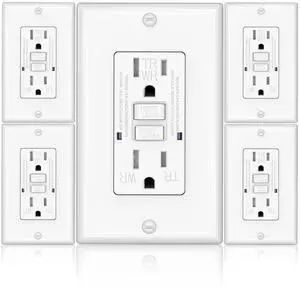 GFCI Outlet, Weather Proof & Tamper Resistant Outlets, UL Listed Self Test GFI Receptacle, Outdoor or Indoor, 15 Amp, White (5 Pack)