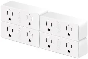 15A Dual Smart Plug, WiFi Outlet Extender, Smart Socket with Schedule&Timer, Bluetooth Outlets Compatible with Alexa and Google Assistant, ETL&FCC Certified, No Hub Required, 2.4G WiFi Only, 4-Pack