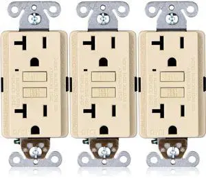 Faith [3-Pack] 20A GFCI Outlets, ETL Listed, Non-Tamper-Resistant GFI Duplex Receptacles with LED Indicator, Self-Test Ground Fault Circuit Interrupter, Ivory, 3 Piece