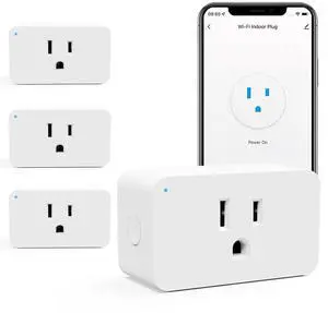 WiFi Smart Plugs 4 Pack, Smart Plugs That Work with Google Home for Voice Control Smart Outlet Plug with Timer APP Remote Control 1875W No Hub Required 2.4G Only, FCC and ETL Listed