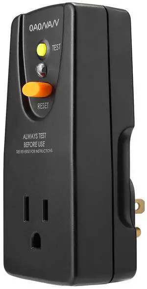 GFCI Adapter 15 Amp 3 Prongs Grounded, 5 Years Warranty, GFCI Plug Portable Plug-in Ground Fault Circuit Interrupter to Protect Electric Safety for Pressure Washer, Hot Tub, Air Conditioner