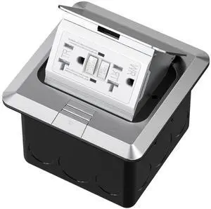 KYHSHJ Pop Up Floor Electrical Outlet with 20 Amp Stainless Steel GFCI Tamper Receptacle Outlet Corrosive Resistant HardwareETL Listed,Silver