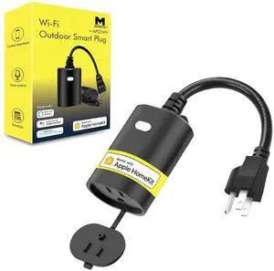 Minoston HomeKit Outdoor Smart Plug, Waterproof Wi-Fi Outlet (2.4GHz Only), Compatible with Apple Home, Siri, Alexa, Google Assistant, Smart Life App, Heavy Duty Outlet Plug, Black (MP22WH)