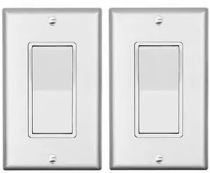Micmi Single Pole Decorator Wall Light Switch, Paddle Rocker Interrupter Residential Grade 3 Wires Grounding 15A 120/277V UL Listed (2 Pack, Silver)