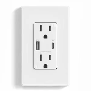 ELEGRP 30W USB Outlet Type A/C, Fast Charge Wall Outlet with 2 USB Ports, Power Delivery 15 Amp Wall Outlet with Tamper Resistant, UL Listed, Wall Plate Included, 1 Pack, Matte White