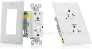 20A Tamper Resistant GFCI GFI Receptacle Outlet w/Wallplate & LED Indicator - UL Certified, White, 20 Amp 125v (2 Pack)