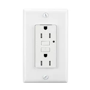LEOD 15Amp 125Volt Tamper Resistant & Weather Resistant GFCI Outlet, One TR&WR GFCI Outlet with 2 Types Wall Plates+Blue LED Indicator, White, ETL Listed (1 Pack)