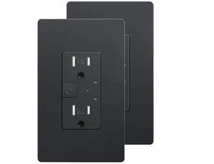 Smart in-Wall Outlet with 2 Individually Controlled Outlets, Tamper Resistant, 2.4 GHz Wi-Fi, Compatible with Alexa Only, Black, 2Pack