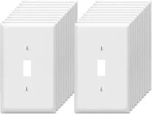 Toggle Light Switch Wall Plates 1-Gang Switch Electrical Cover Plate Unbreakable Thermoplastic Faceplate, White (20 Pack)