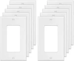 1-Gang Switch Outlet Wall Plate Cover Single Decora Electrical Faceplate for Light Switch, Smart Switch, Receptacle, Dimmers, USB Outlet, GFCI, White (10-Pack)
