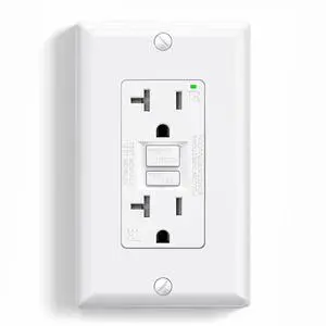ELEGRP GFCI Outlet 20 Amp, Self-Test GFI Electrical Outlet with Narrow Design, Tamper Resistant GFCI Receptacle with LED Indicator, UL Listed, White, Wall Plate Included, 1 Pack