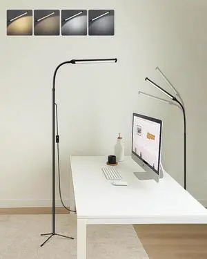 Bright LED Floor Lamp Adjustable Gooseneck Standing Eyelash Light for Eyelash Extensions Facial Spa Salon Makeup Task Reading lamp