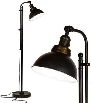 Brightech Dylan 65.5 in. Distressed Bronze Farmhouse 1-Light Height Adjustable LED Floor Lamp with Bronze Metal Bowl Shade FL-DLN-BNZ