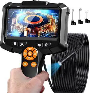Endoscope Camera with Light, 1080P HD Borescope with 8 Adjustable Lights, 4.3" Endoscope with 16.4ft Semi-Rigid Snake Camera, IP67 Waterproof Borescopese for Sewer, Cool Gadgets & Tools for Men