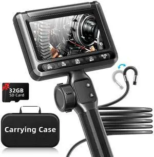 Two-Way Articulating Borescope with Light, UJOYOK Industrial Endoscope with Snake Scope Camera, Borescope Inspection Camera with Light for Automotive & Aircraft Mechanics, 5.5FT
