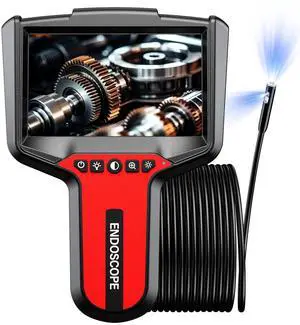 Borescope Endoscope Camera with Light: 5" Dual-Lens Inspection Camera for Sewer - 16.4ft Waterproof Industrial Endoscope - Flexible Snake Bore Scope for Plumbing Automotive
