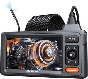 Dual-Lens Endoscope Camera with Light, DEPSTECH 1080P HD Borescope with 5" IPS Screen, 16.5FT Flexible Sewer Plumbing Snake Camera, Cool Gadgets for Men, Women