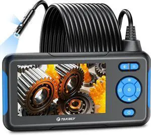Industrial Endoscope Borescope Inspection Camera with Light, Dual Lens Snake Drain Bore Scople Digital Cameras 1080P, 4.3 Inch LCD Screen, 16.5FT Semi-Rigid Cable