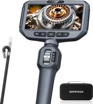 Two-Way Articulating Borescope Camera with Light, DEPSTECH Industrial Endoscope with Articulated Probe, Flexible Mechanic Snake Inspection Camera for Wall Automotive Engine Inspect-5FT