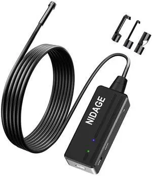 NIDAGE Wireless Endoscope Camera with Light HD Waterproof WiFi Borescope Flexible 5.5MM Automotive Snake Inspection Camera Compatible Android and iOS Smartphones, iPhone, iPad, 4.92FT