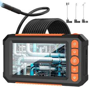 Endoscope Camera with Light, 4.3' IPS Screen Industrial Borescope, 1080P HD Inspection Camera with 8 LED Lights, 2000mAh Rechargeable IP67 Waterproof Endoscope, 16.4FT Semi-Rigid Gadgets for Men
