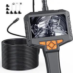 50FT Endoscope Camera with Light, 1080P Borescope with 8 Adjust Lights, 4.3'' Inspection Camera with Semi-Rigid Cable, IP67 Waterproof Scope for Swer, Gadget for Men