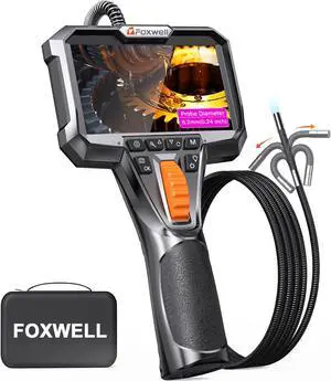 FOXWELL Y400 2-Way Articulating Borescope Camera with Light, Industrial Endoscope Inspection Camera with Articulated Snake Cameras, HD Video Scope for Automotive Engine HVAC Inspection-5.25FT Cable