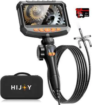 Hijoy Articulating Borescope Camera with Light - Two-Way Endoscope with 8 Adjustable LED Lights | 5" LCD Screen | 1920P HD Inspection Cameras with 0.33in Articulated Snake Camera for Men | S30