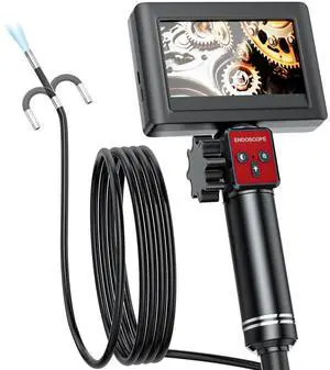 Two-Way Articulating Borescope Camera with Light: Borescope Industrial Endoscope Camera - Flexible Waterproof Inspection Bore Scope for Plumbing Automotive Sewer