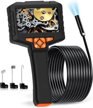 Borescope Camera with 8 LED Light, Industrial Endoscope Cameras with Light 4.3" IPS 1920P HD Screen, Inspection Camera with 16.5ft Semi-Rigid Cable Waterproof, Sewer Drain Pipe Snake Cameras