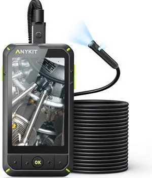 Anykit Dual Lens Borescope,1080P Industrial Endoscope Camera with Light, IP67 Waterproof Inspection Camera, Sewer Camera with 4.0" IPS Screen, Waterproof 16.5ft Snake Camera, 32GB Card