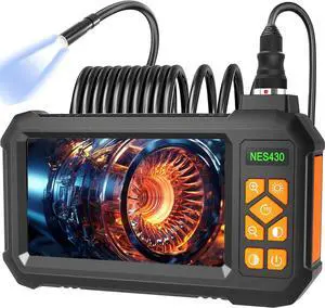 Borescope, Inspection Camera with 16.5FT Semi-Rigid Cable, Endoscope with Light, IP67 Waterproof Drain Pipe Borescope, 8 LED Lights, 4.3" IPS 1080P HD Screen