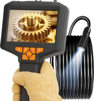 Inspection Endoscope, Industrial Borescope Camera with 4.3" IPS Screen, 1920P HD Snake Camera with 8 LED Lights, 16.5FT Semi-Rigid Cord Bore Scope - Cool Gadgets Tool