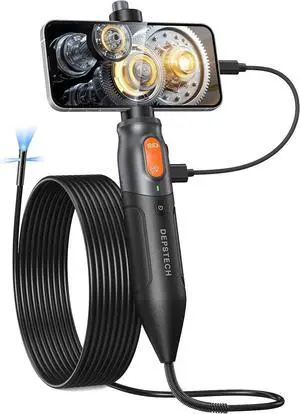 DEPSTECH Triple Lens Endoscope with Light, 1080P Handheld Borescope Inspection Camera, Waterproof Snake Camera, 10FT Flexible Automotive Plumbing Tool for iPhone & Android