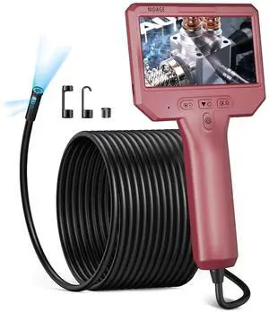 Dual Lens Borescope Camera with Light, NIDAGE 1920P HD Endoscope Inspection Camera, IP67 Waterproof Scope Cam with 4.3'' IPS Screen, 11.5FT Flexible Plumbing Snake Cam, Cool Gadgets for Men
