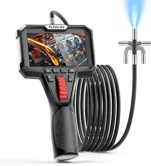 Two-Way Articulating Borescope Camera with Light,4.3" IPS 1080P HD Dual Lens Inspection Camera with 8 Adjustable LED Lights, 0.24in Endoscope Camera with Lights-3.2FT Semi-Rigid Snake Camera