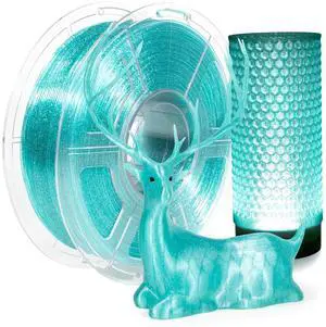 IEMAI Clear PETG Filament 1.75mm, Transparent Glitter Light Blue, Sparkling 3D Printer Filament Up to 600mm/s Printing, 1kg Spool for Artistic Creations & Home Decor