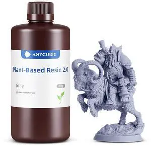 ANYCUBIC 3D Printer Resin with Low Odor and Safety, 405nm UV Plant-Based Rapid Resin 2.0 with High Precision and Quick Curing for LCD 3D Printing (Grey, 1000g)