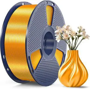 SUNLU 3D Printer Silk Filament,Shiny Silk PLA Filament 1.75mm, Smooth Silky Surface, Great Easy to Print for 3D Printers, Dimensional Accuracy +/- 0.02mm, Silk Brass 1KG