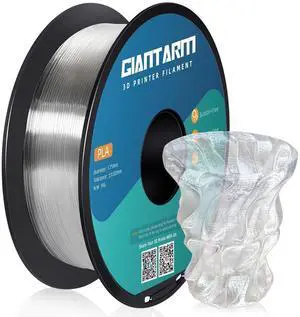 GIANTARM Clear PLA Filament, 1.75mm Transparent PLA 1kg Spool (2.2lbs), 3D Printer Filament with Vacuum Packaging