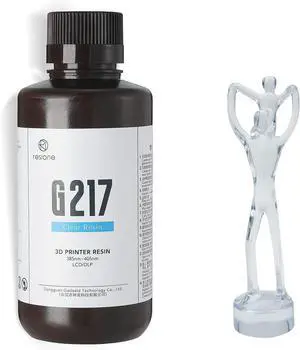RESIONE G217 Clear 3D Printer Resin  Non-Yellowing Transparent Tough Resin, ABS-Like Strength, High Clarity for LCD/DLP/MSLA Printers, 405nm UV, 1KG