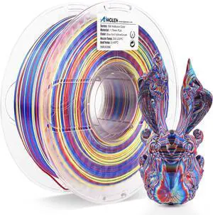 AMOLEN Silk PLA 3D Printer Filament, Shiny Multicolor Rainbow PLA Filament 1.75mm, Fast Color Change PLA 3D Printing Filament for Most FDM 3D Printer, Blue Red YellowGreen