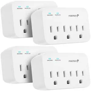 Fosmon Refrigerator Surge Protector, 3 Outlet Heavy Duty Appliance Surge Protector with High Joules for Fridge, Microwave, Washing Machine, Garage Door, 1200J, 1875 Watts, 3 Prong, ETL Listed- 4 Pack