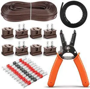 18/2 SPT-1 Electrical Wire Kit - 18/2 Landscape Lighting Wire with Strippers Plugs, Heat Shrink Terminals, Heat Shrink Tubing for Camp Holiday Lamp Extension Cable, Outdoor(Brown,50 ft) 18/2 SPT-1 Electrical Wire Kit - 18/2 Landscape Lighting Wire with Strippers Plugs, Heat Shrink Terminals, Heat Shrink Tubing for Camp Holiday Lamp Extension Cable, Outdoor(Brown,50 ft)