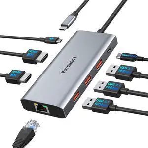 10-in-1 USB C Hub with 4K HDMI Adapter, SD/TF Card Reader, 100W PD Charging, 2 USB 3.0 Ports, and 2 usb2.0 Ports for MacBook Pro/Air, Dell XPS, Lenovo ThinkPad, etc. (3X 8K Docking Station) 10-in-1 USB C Hub with 4K HDMI Adapter, SD/TF Card Reader, 100W PD Charging, 2 USB 3.0 Ports, and 2 usb2.0 Ports for MacBook Pro/Air, Dell XPS, Lenovo ThinkPad, etc. (3X 8K Docking Station)