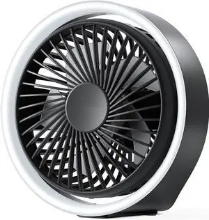 EasyAcc Portable Fan, Desk Fan with LED Light Strong Airflow Portable Rechargeable Fan, 360°Rotatable Quiet & Powerful Personal Small Desk Table Fan Travel Fan for Desk Home Bedroom Office